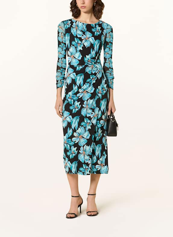 DIANE VON FURSTENBERG Jerseykleid LINEA SCHWARZ/ TÜRKIS/ HELLBLAU