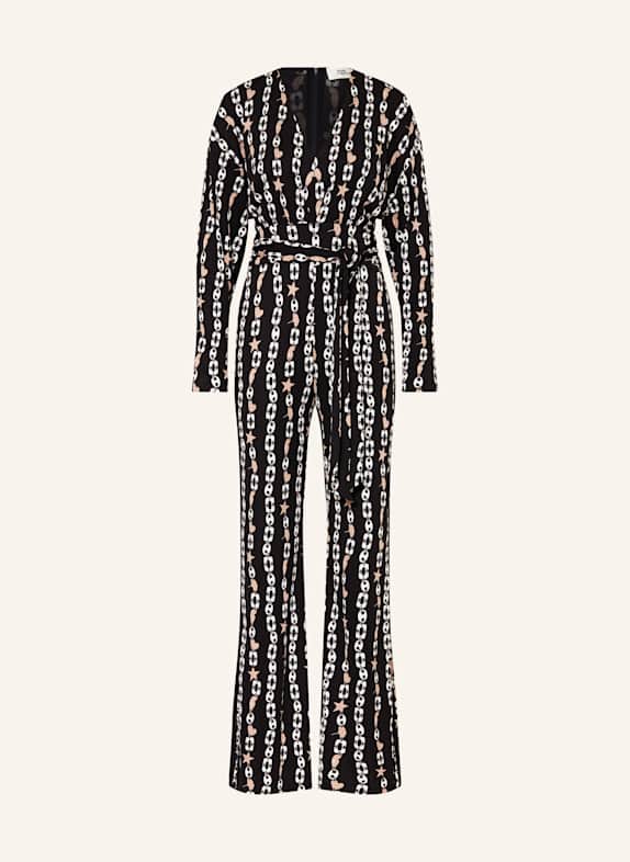 DIANE VON FURSTENBERG Jumpsuit MARILOU BLACK/ LIGHT BROWN/ WHITE