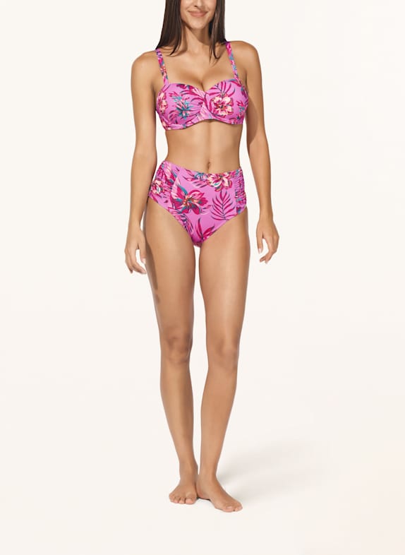 Lidea Bikiniunderbukser med høj talje TROPIC RADIANCE PINK / FUCHSIA / GRØN