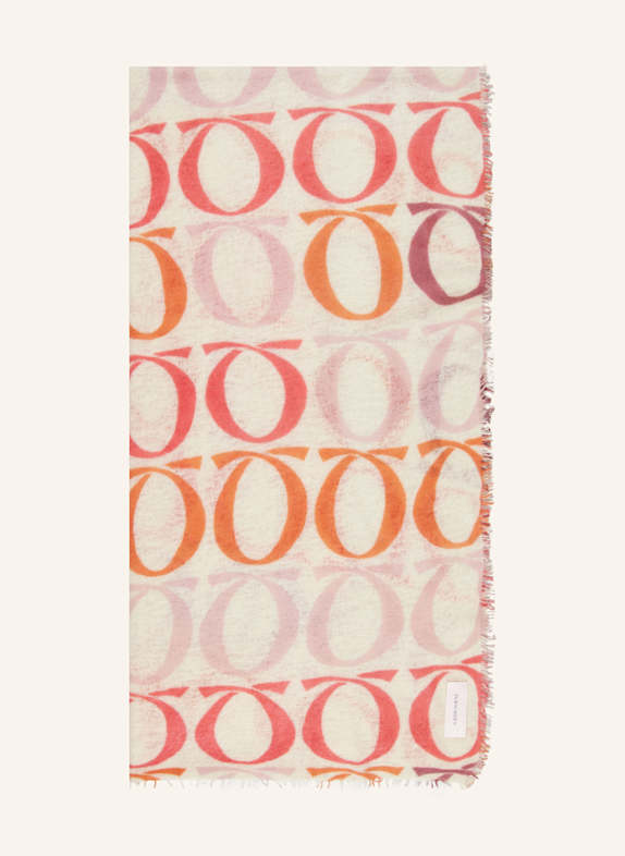PURSCHOEN LOGOLOVE cashmere scarf LIGHT YELLOW/ ROSE/ ORANGE