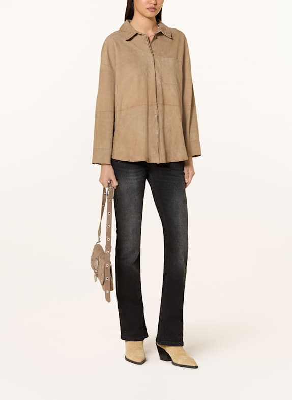 OAKWOOD Leder-Overjacket BEIGE