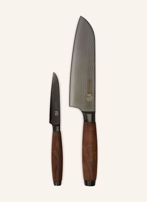 JOHANN LAFER EDITION Zestaw: Nóż Santoku i nóż do warzyw CIEMNOBRĄZOWY