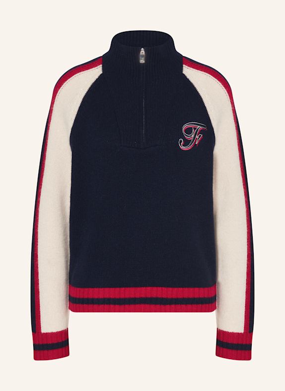 FROM FUTURE Cashmere half-zip sweater DARK BLUE/ ECRU/ DARK RED