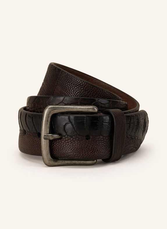 POST & CO Ledergürtel DUNKELBRAUN/ SCHWARZ