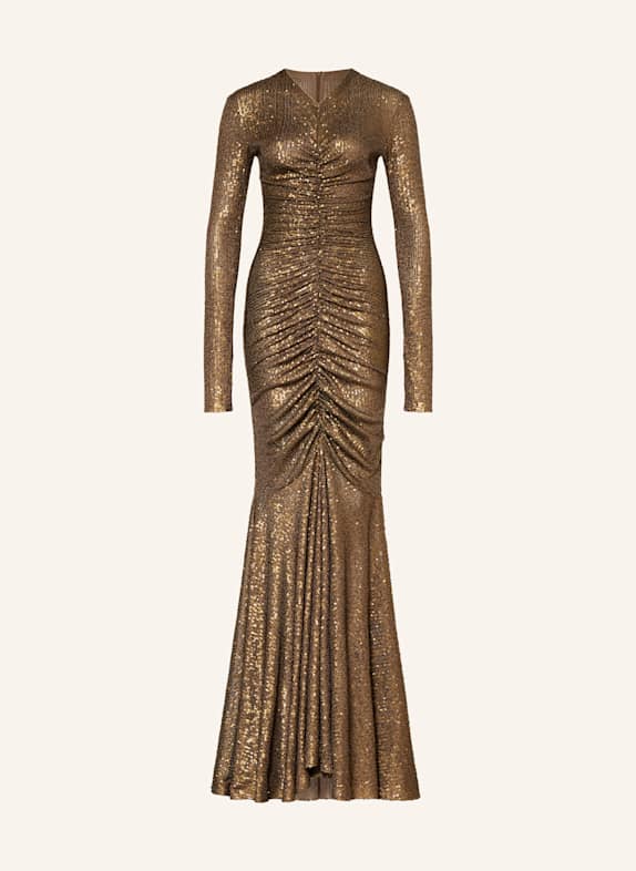 NORMA KAMALI Abendkleid mit Pailletten HELLBRAUN