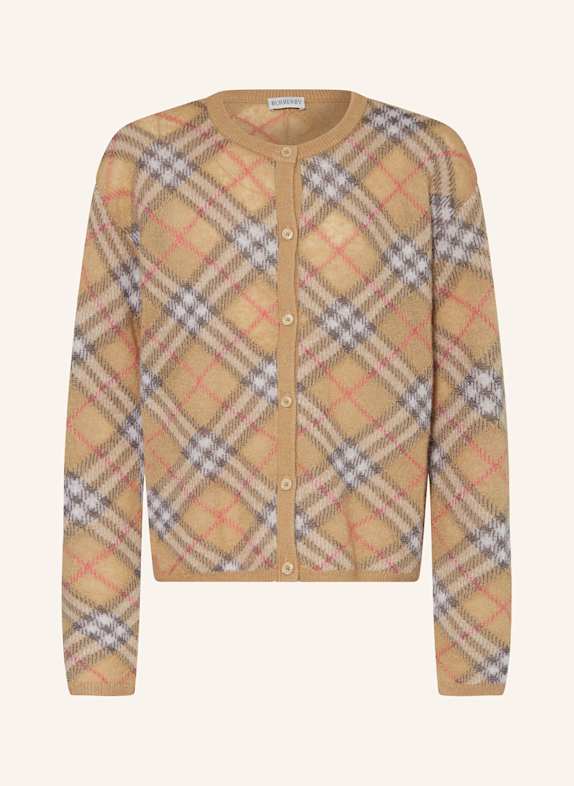 BURBERRY Strickjacke mit Alpaka und Glitzergarn BEIGE/ SCHWARZ/ WEISS