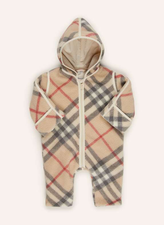 BURBERRY Fleece-Overall HELLBRAUN/ GRAU/ ROT