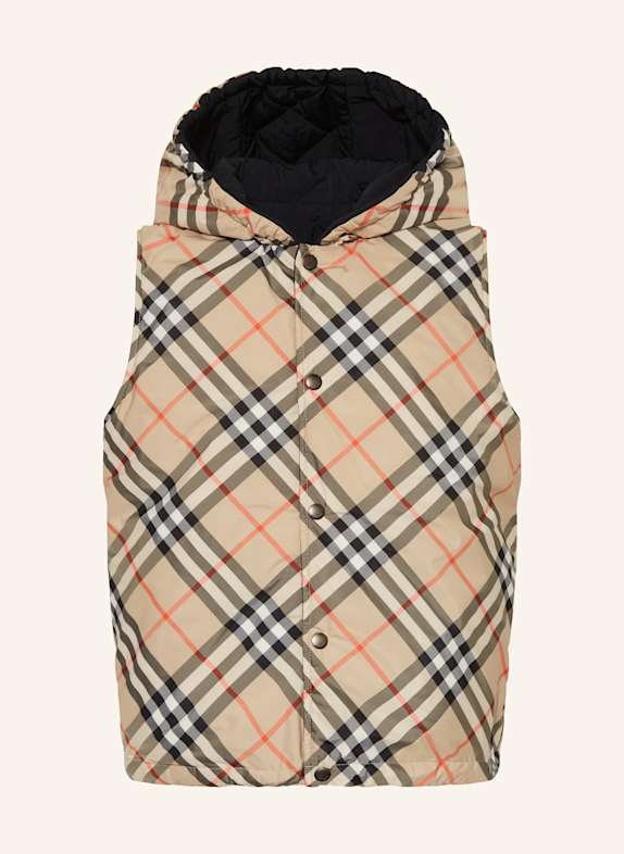 BURBERRY Steppweste zum Wenden BEIGE/ SCHWARZ/ ROT