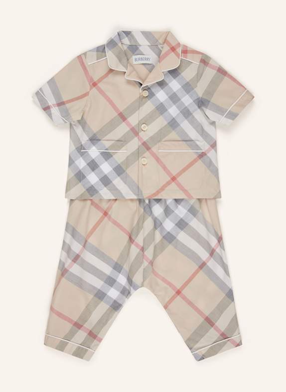 BURBERRY Set: Hemd und Hose BEIGE/ SCHWARZ/ WEISS