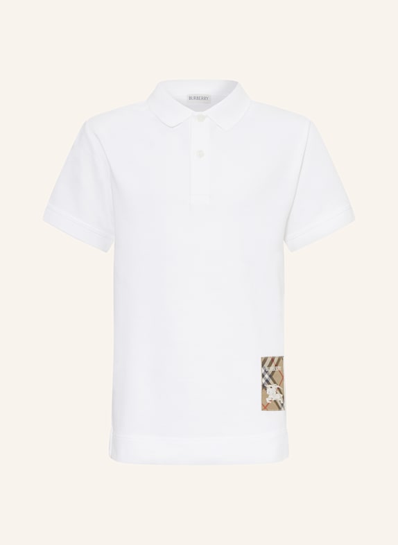 BURBERRY Piqué-Poloshirt WEISS/ BEIGE