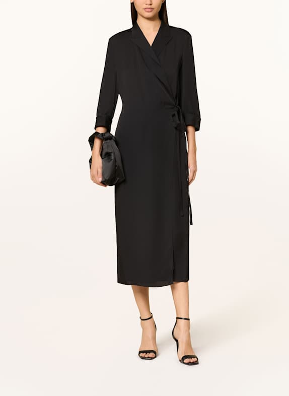 Theory Wickelkleid aus Seide mit 3/4-Arm SCHWARZ