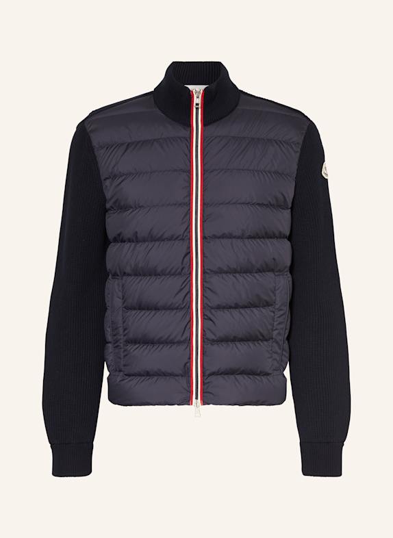 MONCLER Daunenjacke im Materialmix DUNKELBLAU