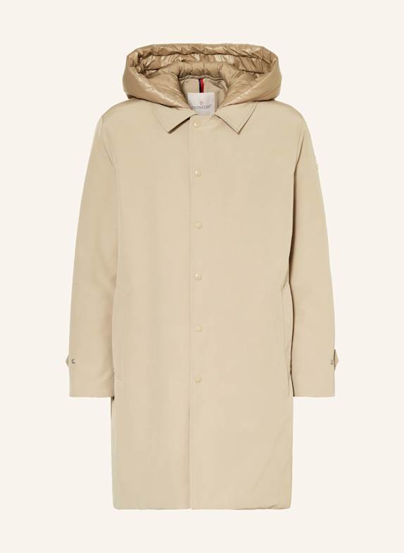MONCLER Płaszcz puchowy MIROIR z odpinanym kapturem BEŻOWY