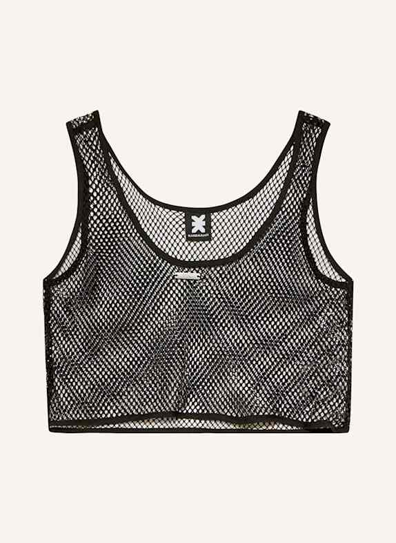 KARO KAUER Cropped top s ozdobnými kamínky ČERNÁ