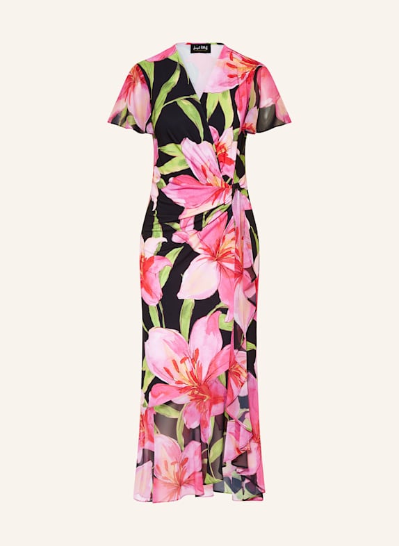 Joseph Ribkoff SIGNATURE Cocktailkleid mit Volants SCHWARZ/ PINK/ GRÜN