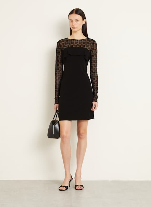 GIVENCHY Kleid mit Glitzergarn und Volants SCHWARZ