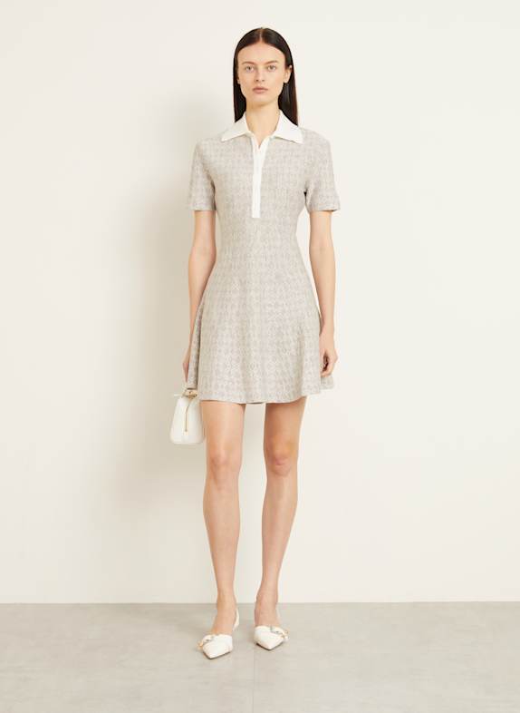 GIVENCHY Strick-Polokleid TAUPE / WEISS