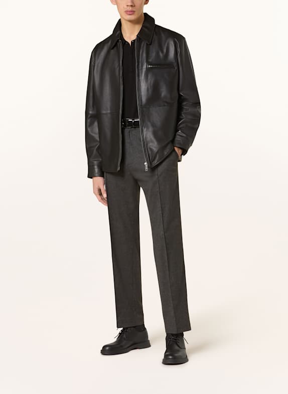 HUGO Veste en cuir LARKOT NOIR