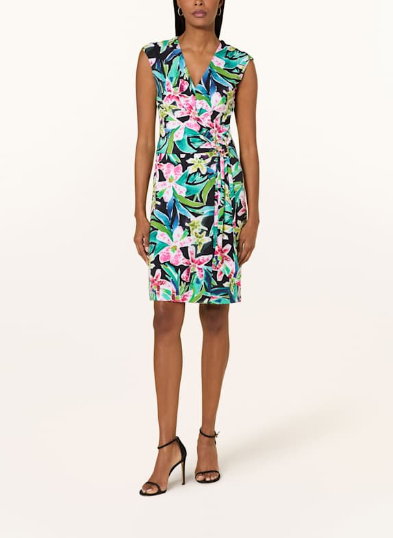 Joseph Ribkoff Jerseykleid in Wickeloptik SCHWARZ/ GRÜN/ PINK