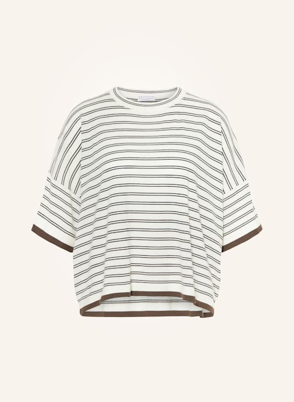 BRUNELLO CUCINELLI Strickshirt ECRU/ DUNKELBRAUN/ SCHWARZ