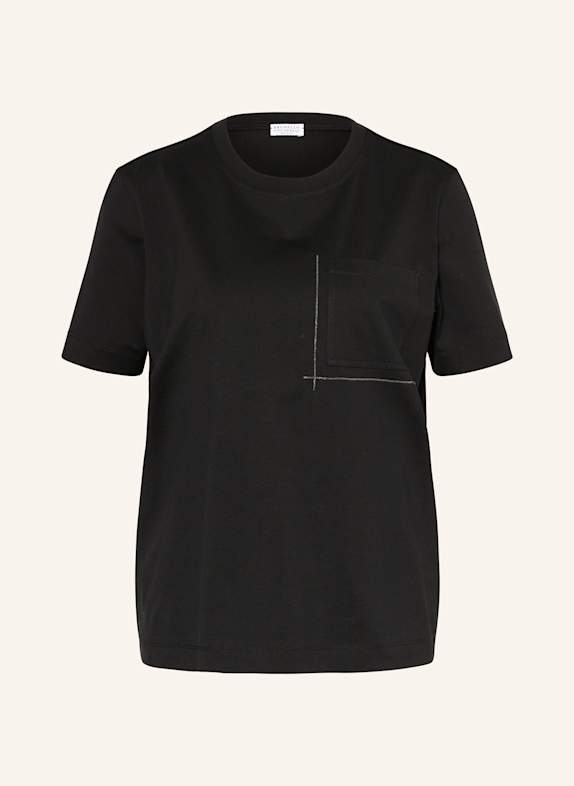BRUNELLO CUCINELLI T-Shirt mit Schmucksteinen SCHWARZ
