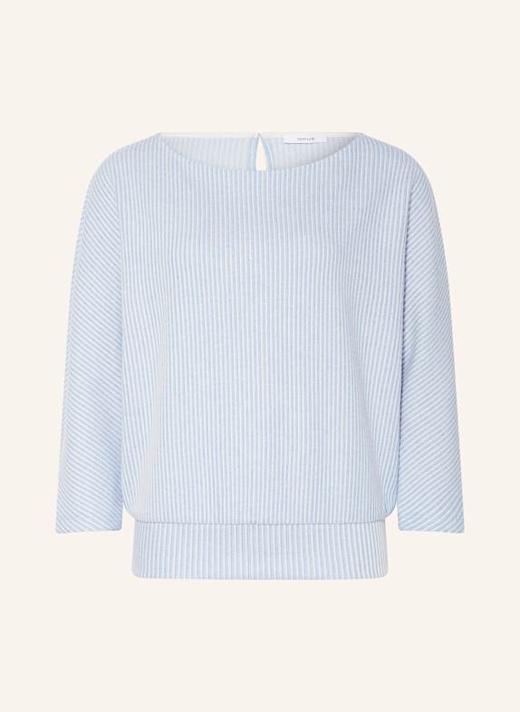 OPUS Sweatshirt GEIPEN mit 3/4-Arm HELLBLAU/ WEISS