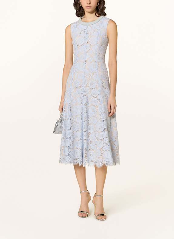 self-portrait Cocktailkleid aus Spitze mit Schmuckperlen HELLBLAU