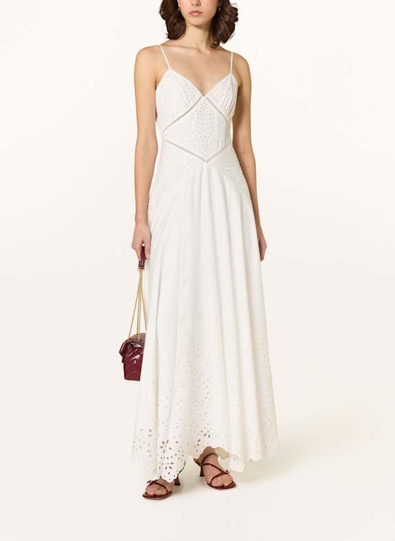 self-portrait Kleid aus Lochspitze mit Cut-out CREME