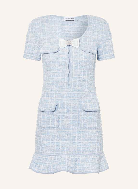 self-portrait Bouclé-Kleid mit Pailletten HELLBLAU