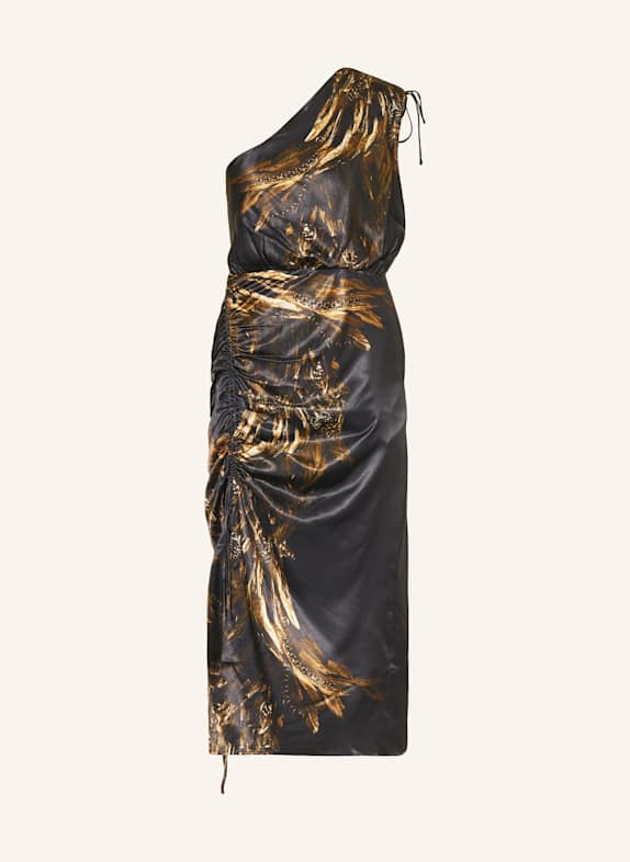 ALLSAINTS One-shoulder dress with silk LAURA BLACK/ BROWN