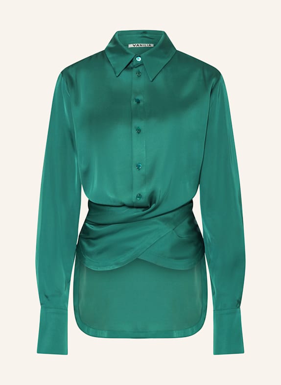 VANILIA Hemdbluse aus Satin DUNKELGRÜN
