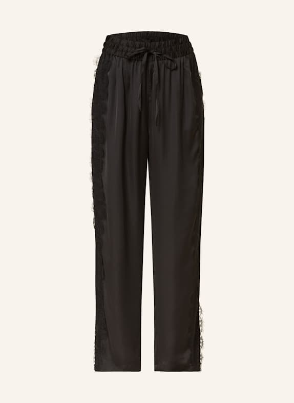 ALLSAINTS Marlenehose TYLER aus Satin mit Spitze SCHWARZ