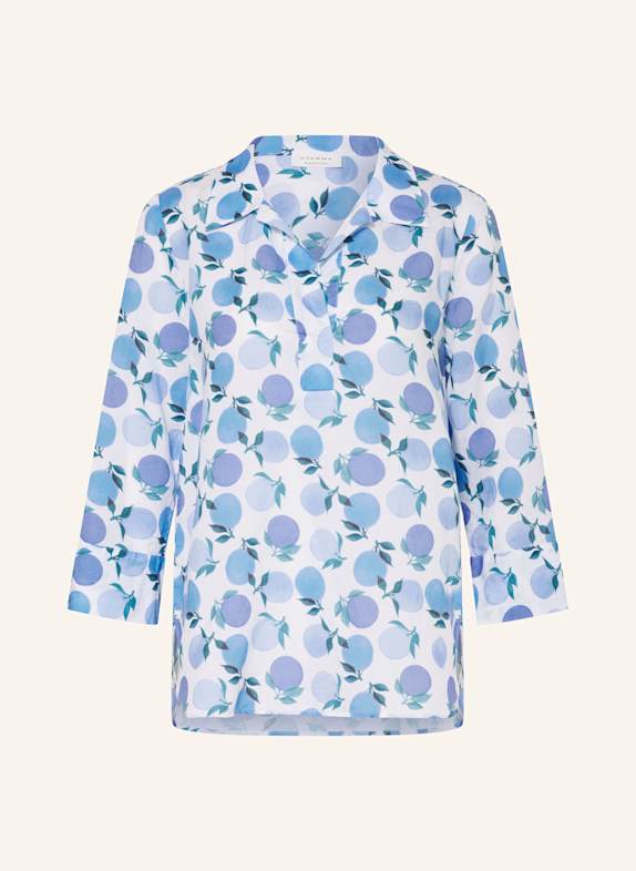 ETERNA Blusenshirt mit Leinen und 3/4-Arm BLAU/ PETROL/ WEISS