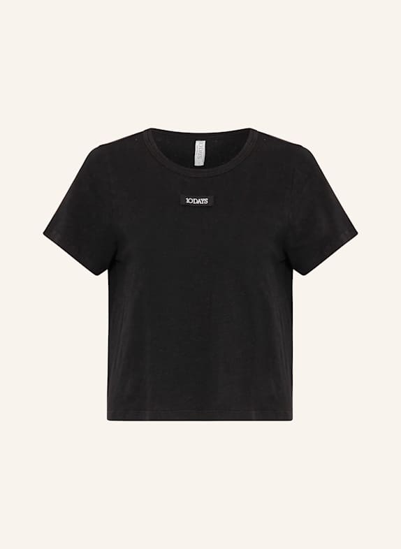 10DAYS T-Shirt mit Leinen SCHWARZ