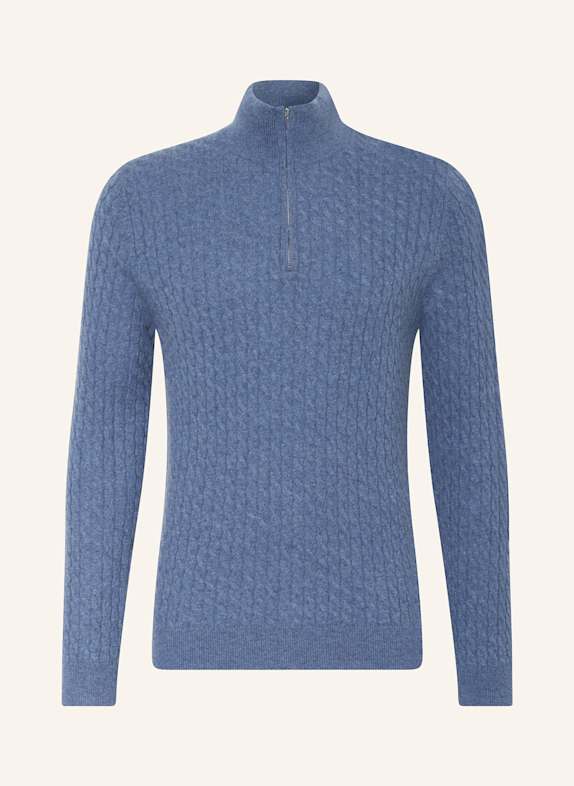 REISS Cashmere half-zip sweater RICHMOND BLUE