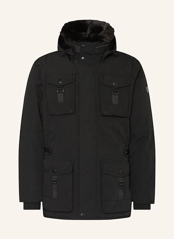 WELLENSTEYN Jacke mit abnehmbarer Kapuze und Kunstfell SCHWARZ