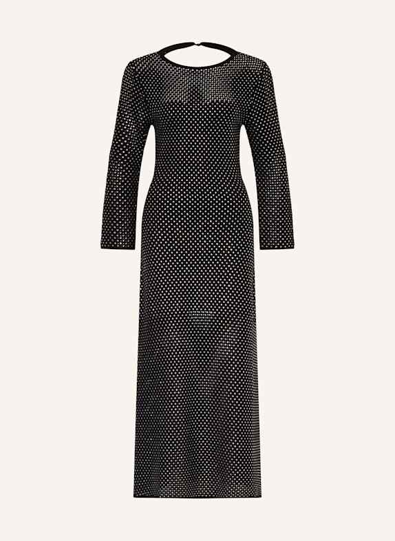 maje Strickkleid mit Cut-out und Schmucksteinen SCHWARZ