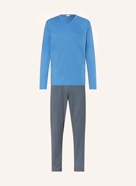 mey Schlafanzug Serie MICRO BLUE BLAU