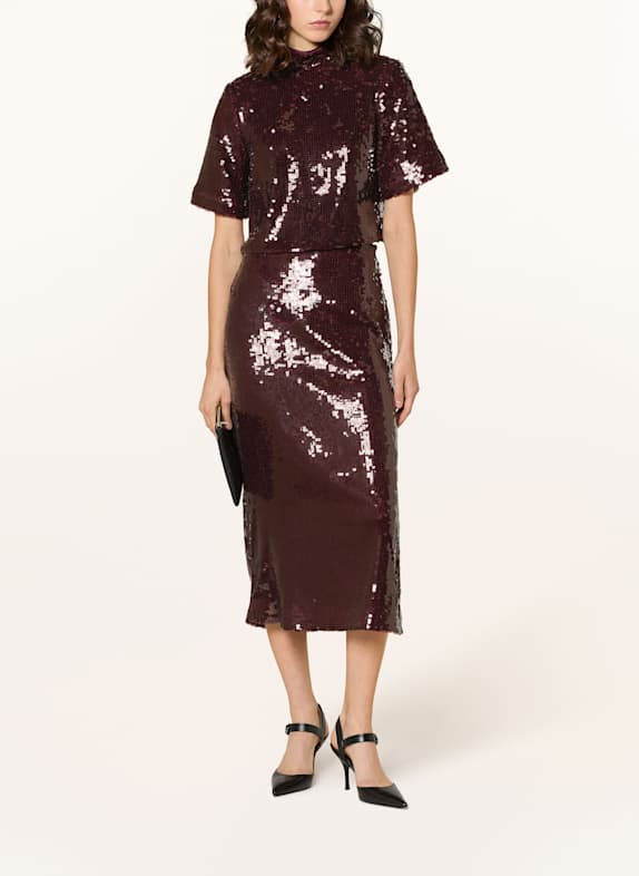 MALINA T-shirt LINN met pailletten DONKERROOD