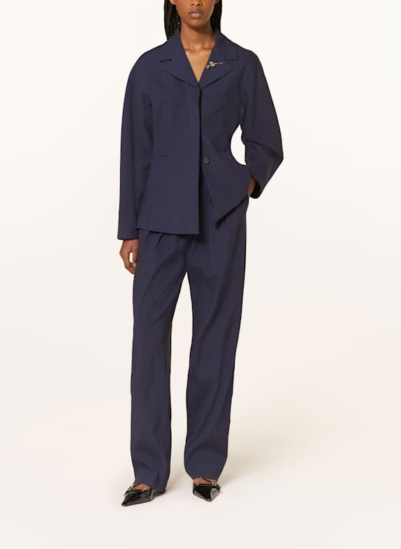 MARELLA Pantalon marinière en lin BLEU FONCÉ