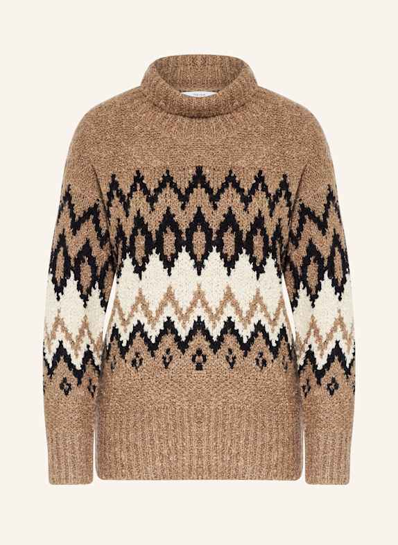 REISS Turtleneck sweater BROWN/ LIGHT BROWN/ BLACK