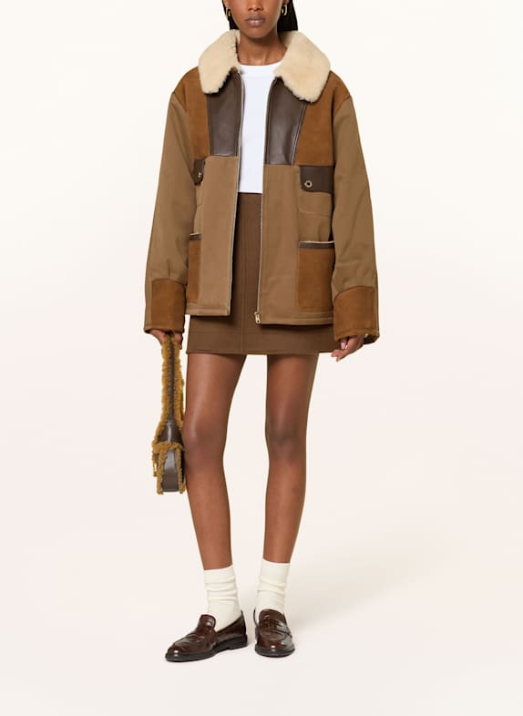 SANDRO Jacke im Materialmix BRAUN