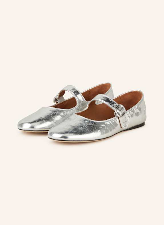 SANDRO Mary-Jane-Ballerinas SILBER