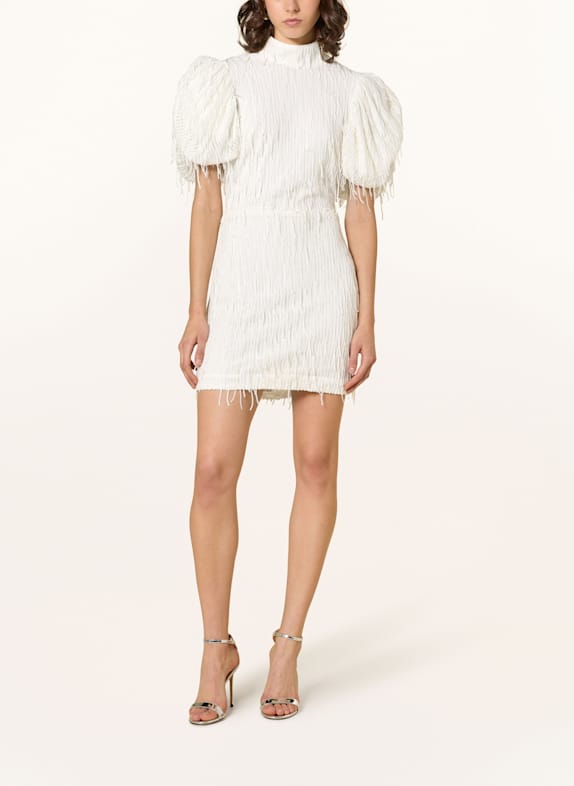 ROTATE Cocktailkleid mit Cut-out und Pailletten WEISS