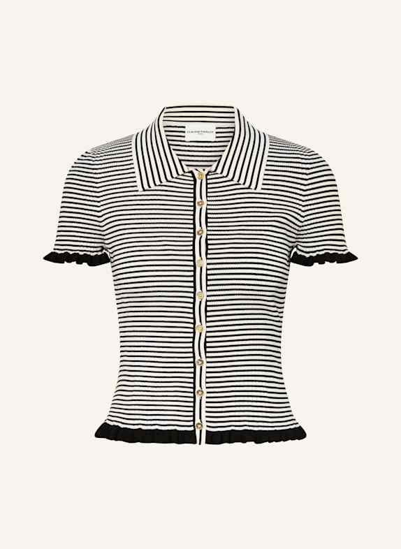CLAUDIE PIERLOT Strickbluse mit Rüschen SCHWARZ/ ECRU