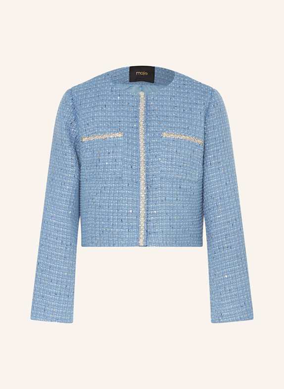 maje Tweed-Jacke mit Schmucksteinen HELLBLAU/ BLAUGRAU/ BLAU
