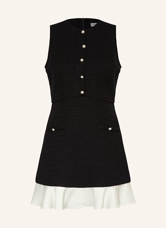 SANDRO Tweed-Kleid mit Schmuckperlen SCHWARZ