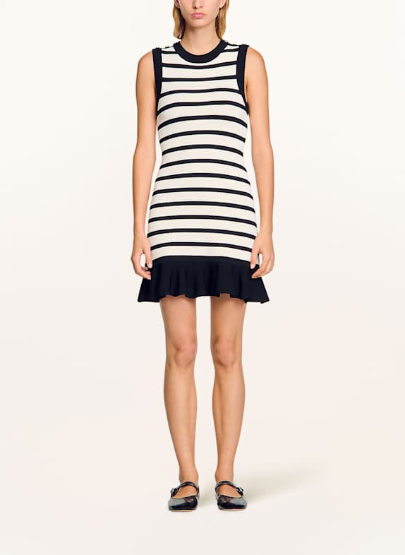 SANDRO Strickkleid WEISS/ SCHWARZ