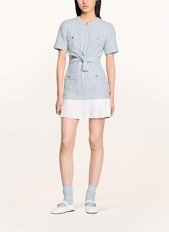 SANDRO Tweed-Kleid HELLBLAU