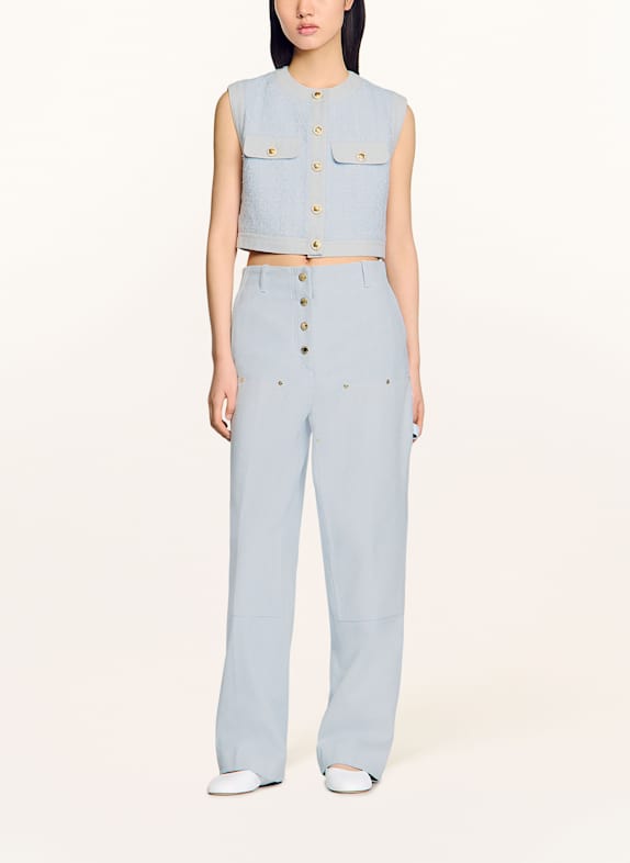 SANDRO Cropped-Weste aus Tweed HELLBLAU
